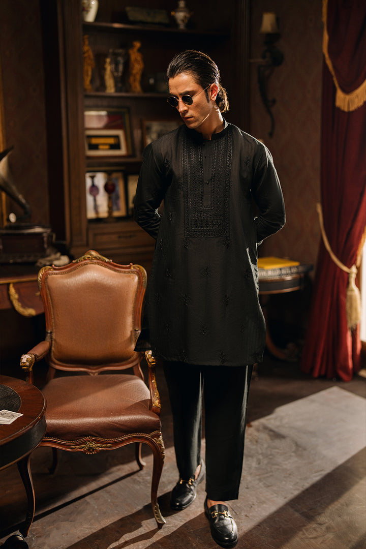 Mystic Black Embroidered Kurta Pajama