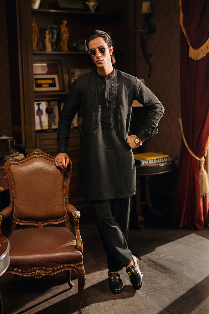 Mystic Black Embroidered Kurta Pajama