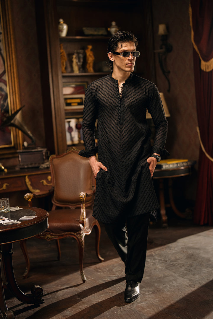 Onyx Black Embroidered Kurta Pajama