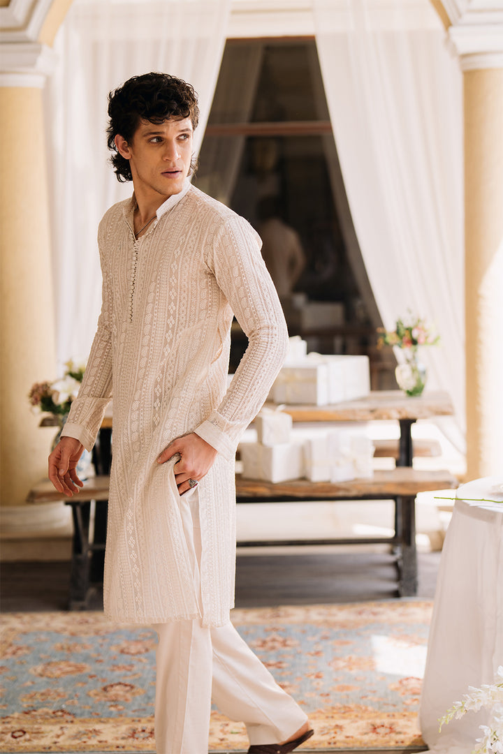 Ivory Embroidered Kurta Pajama