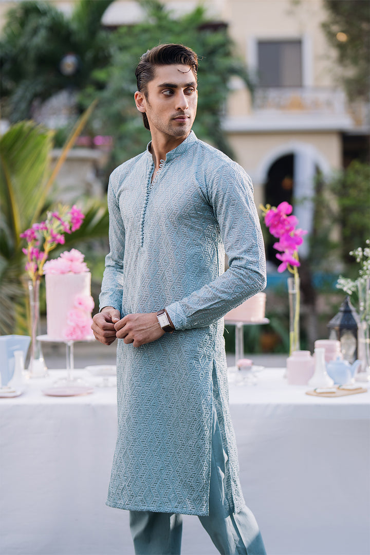 Frosty Green Embroidered Kurta Pajama