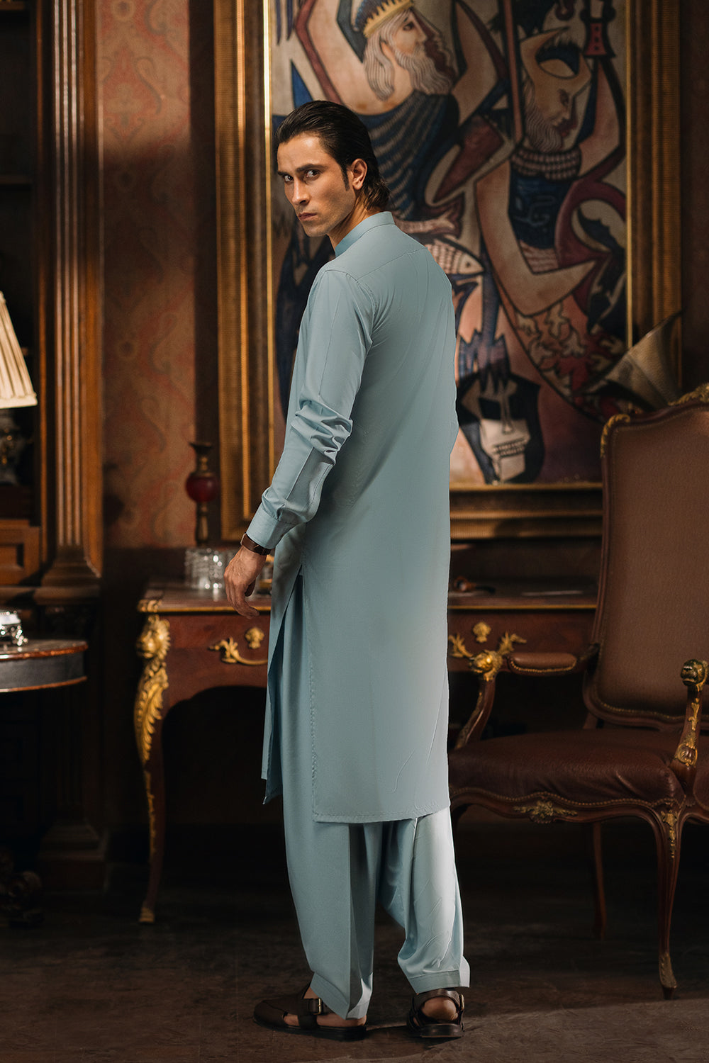 Silt Green Shalwar Kameez with Waistcoat
