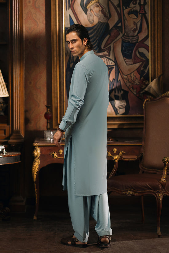 Silt Green Shalwar Kameez with Waistcoat
