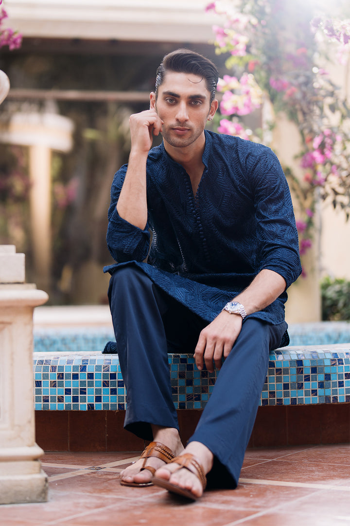 Bellwether Blue Embroidered Kurta Pajama